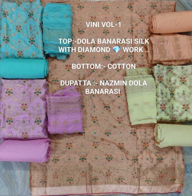 Vini Banarasi Suit 01 New Exclusive Wear Silk Dress Material Collection